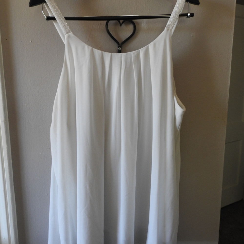 White beaded tank top